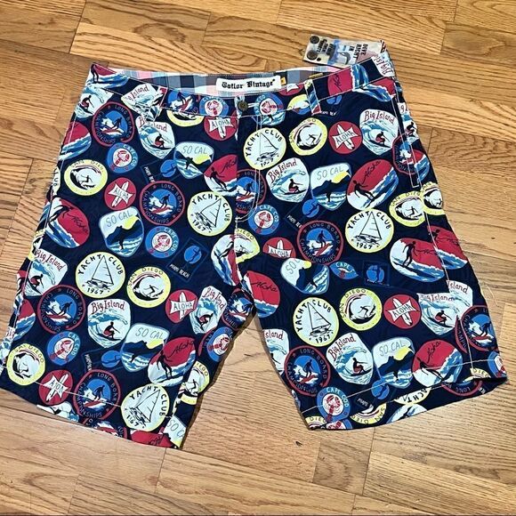 38 TAILOR VINTAGE HYBRID SWIM SHORTS NWT - Picture 2 of 5